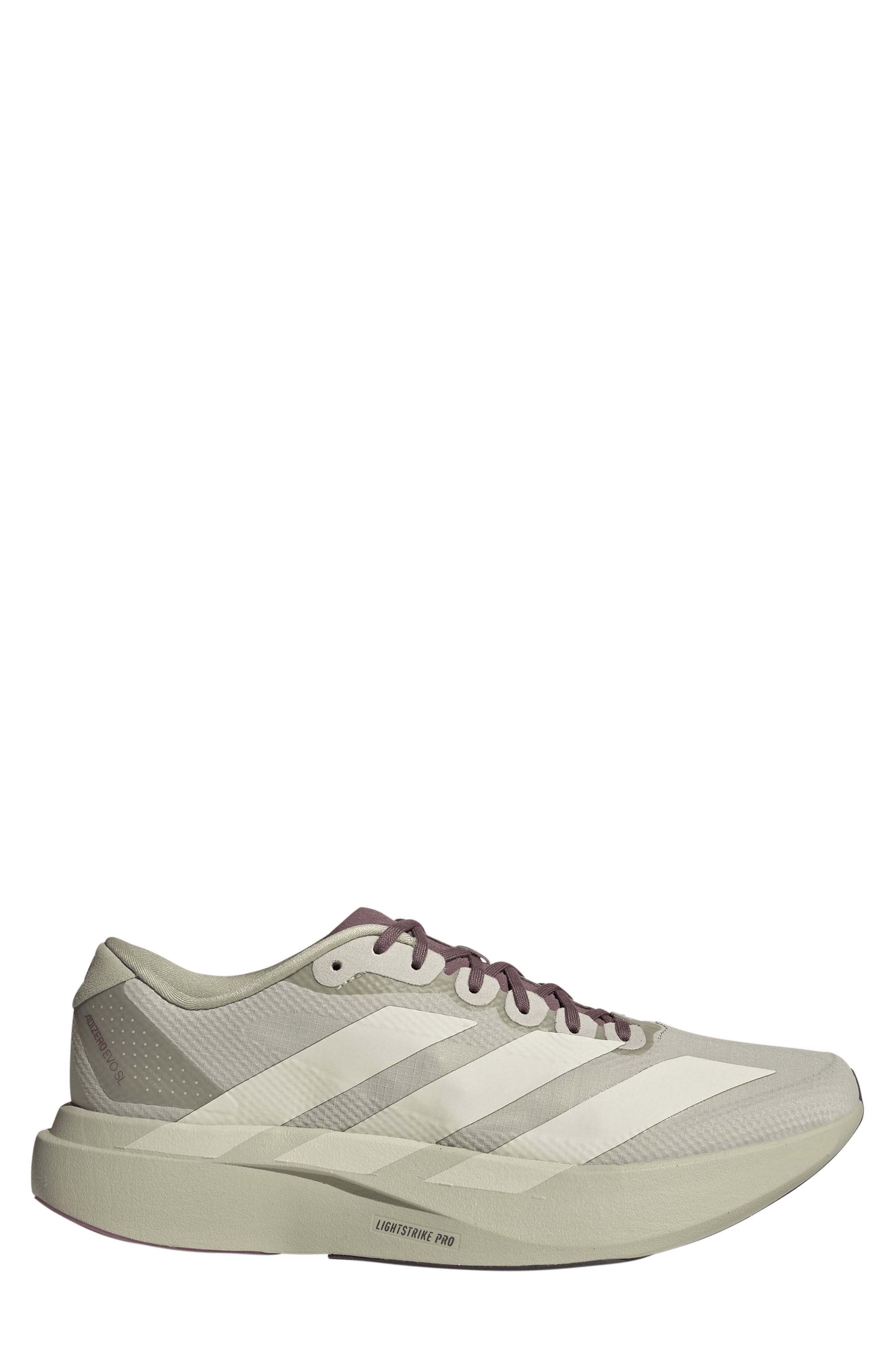 Adizero Evo SL Running Shoe, Alternate, color, PUTTY GREY