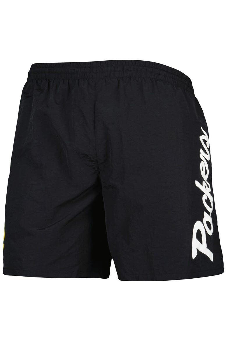 Men's Mitchell & Ness Black Green Bay Packers Team Essentials Nylon Shorts, Alternate, color, Black