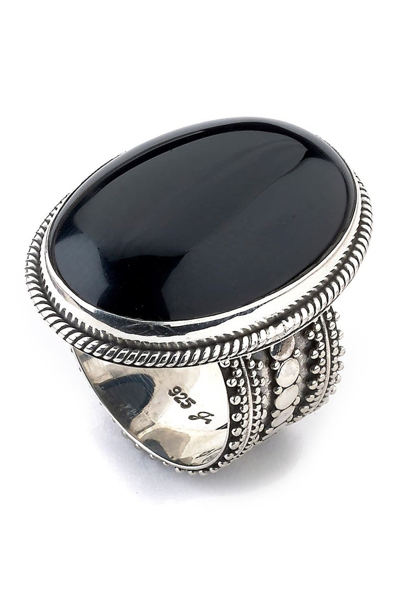 SAMUEL B. Sterling Silver Bezel Set Oval Black Onyx Ring, Main, color, 