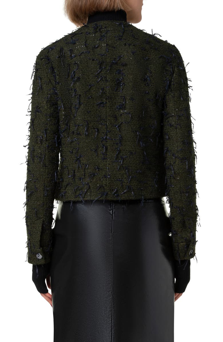 Akris Bea Sequin Bouclé Short Jacket, Alternate, color, Kale Green