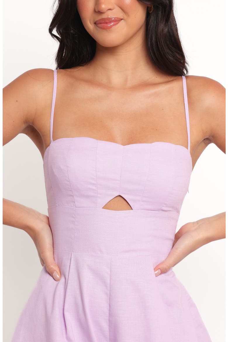 Rycee Cutout Linen & Cotton Romper, Alternate, color, LILAC