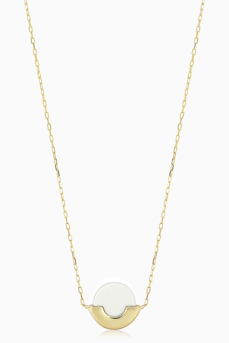 14K Gold Stone Purse Pendant Necklace, Main, color, Gold/Mother of Pearl