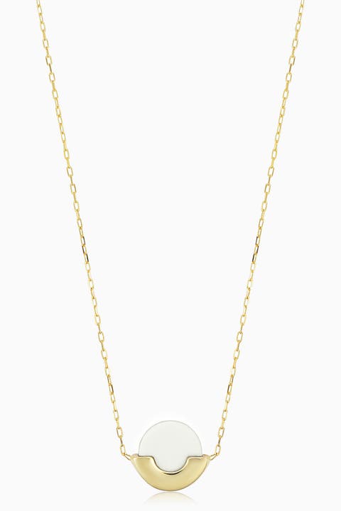 14K Gold Stone Purse Pendant Necklace