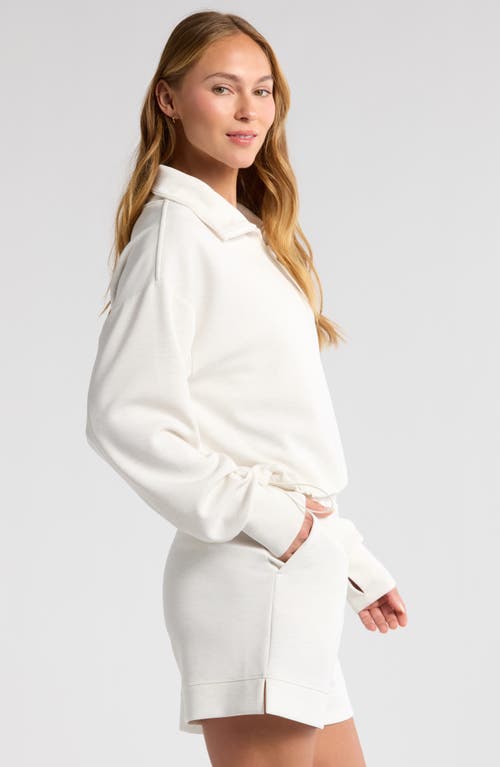 Zella Ultra Soft Scuba Half Zip Pullover In Beige Ivory Heather