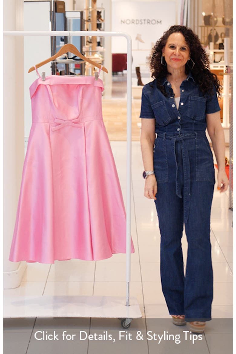 Bow Trim Strapless Mikado Cocktail Dress video