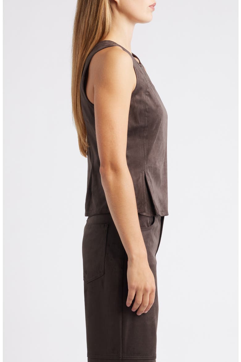 Pleated Hourglass Sleeveless Faux Suede Top, Alternate, color, COFFEE