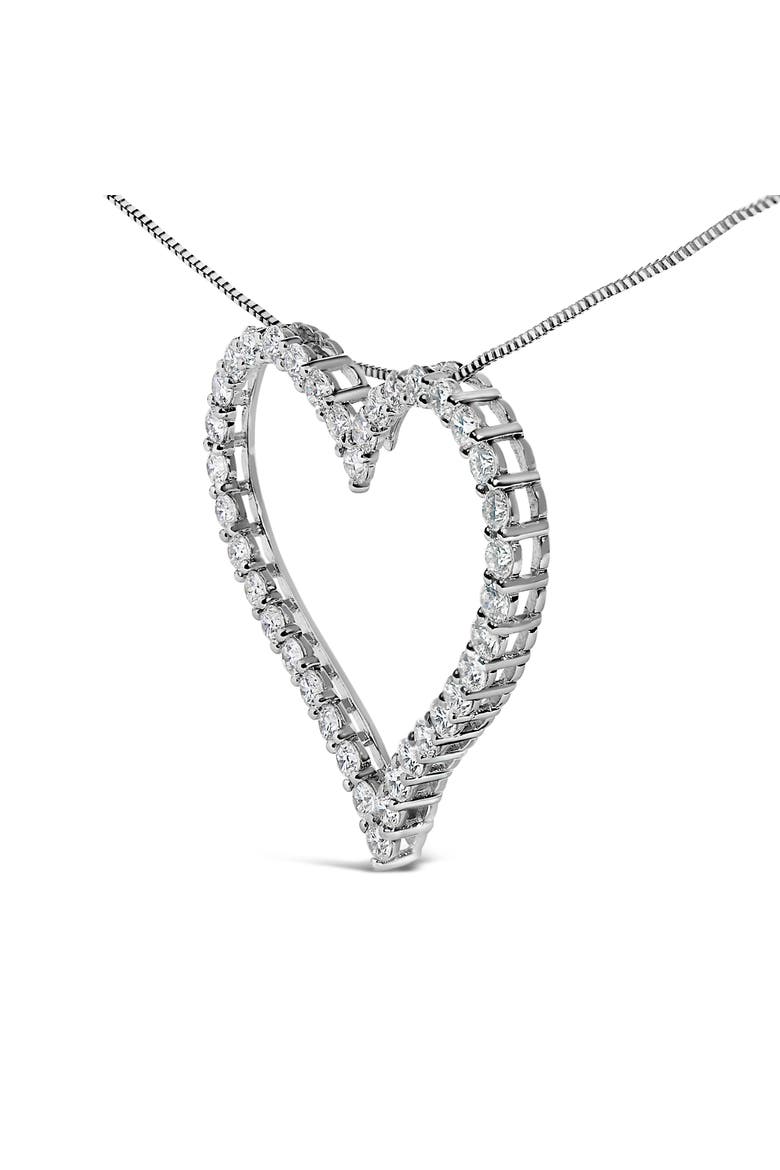 14K White Gold 3.0 Cttw Lab Grown Diamond Open Heart Pendant Necklace, Alternate, color, White Gold