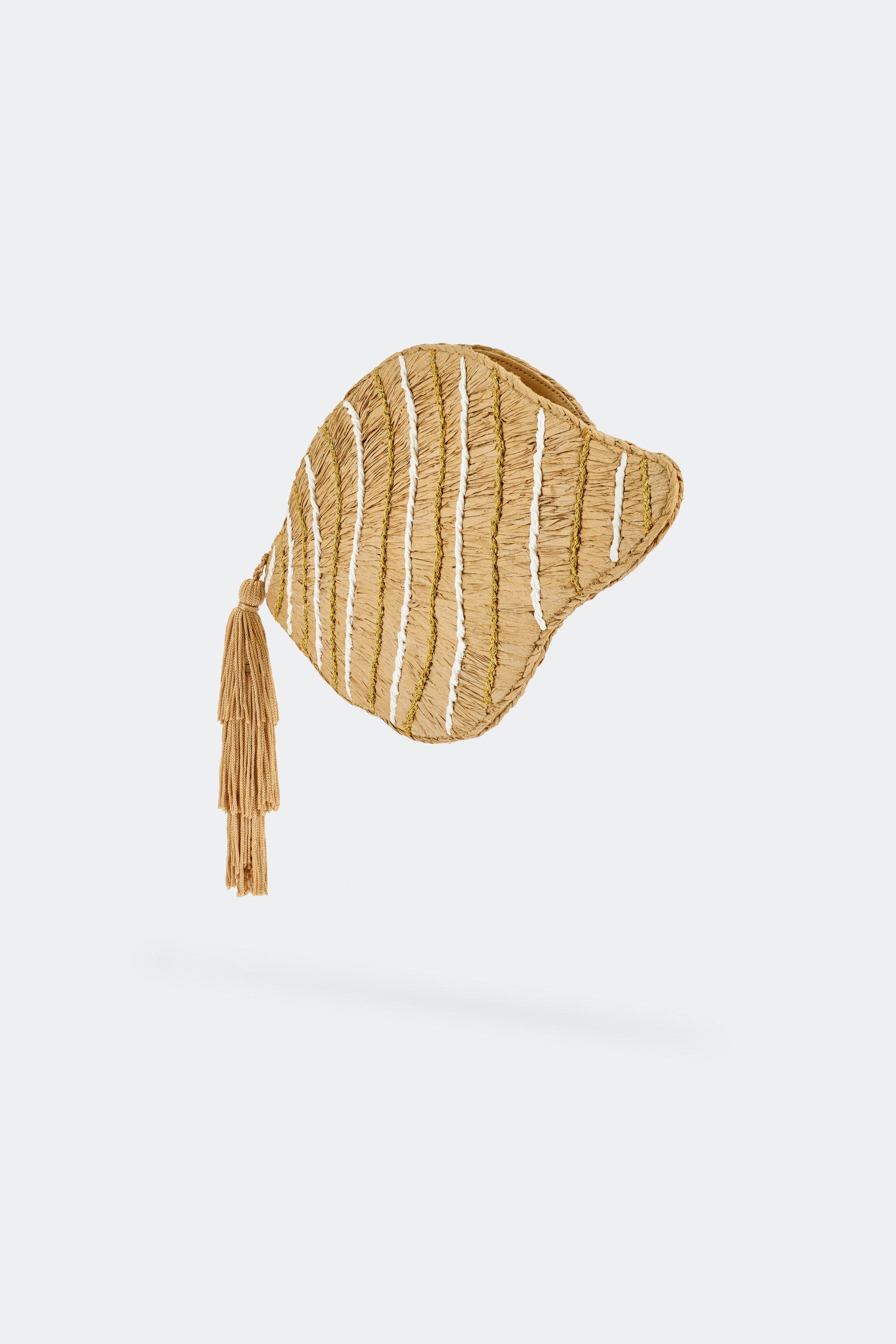 SIMONMILLER Tulip Shell Raffia Clutch, Alternate, color, Gold/Natural