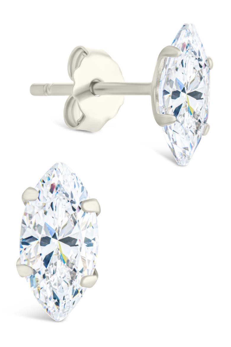 Marquise-Cut Cubic Zirconia Stud Earrings, Main, color, SILVER