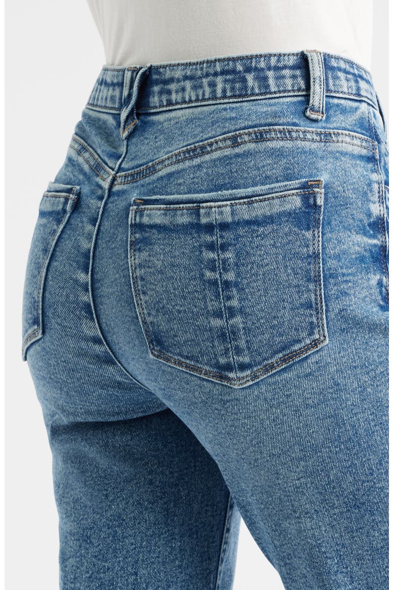 Twist Seam High Waist Ankle Jeans, Alternate, color, MID BLUE