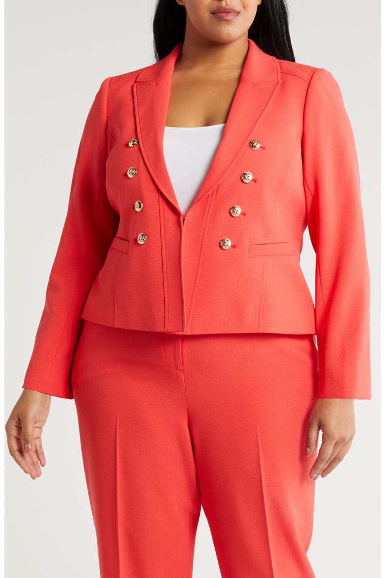 Faux Double Breasted Blazer, Alternate, color, GRENADINE