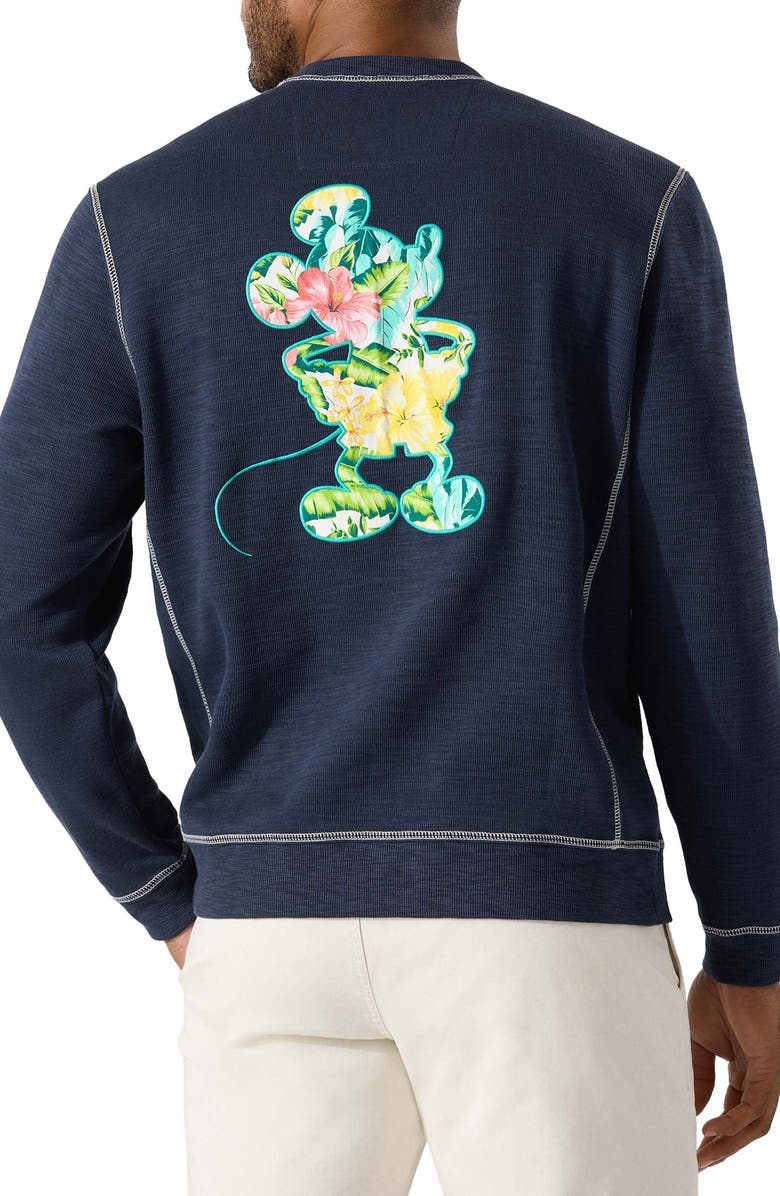 Tommy Bahama x Disney<sup>®</sup> Tobago Mickey Mouse Appliqué Graphic Sweatshirt, Alternate, color, Ocean Deep