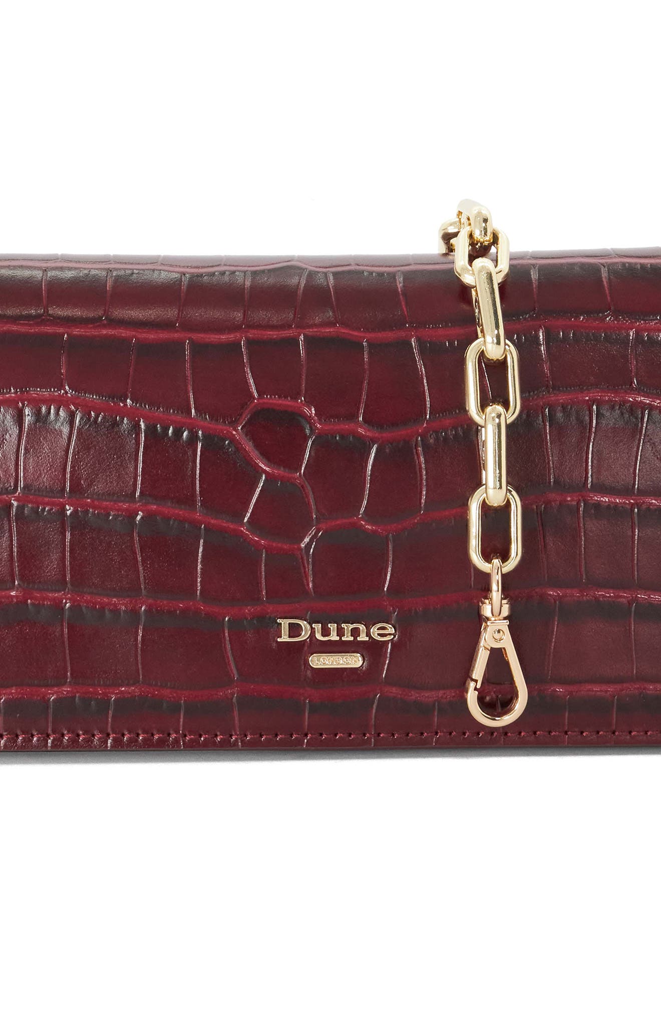 Bemuse Croc Embossed Faux Leather Shoulder Bag, Alternate, color, BURGUNDY