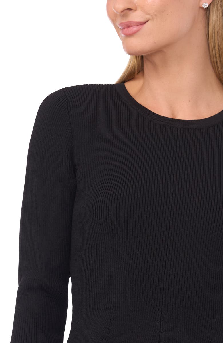 Halogen<sup>®</sup> Rib Peplum Sweater, Alternate, color, Rich Black