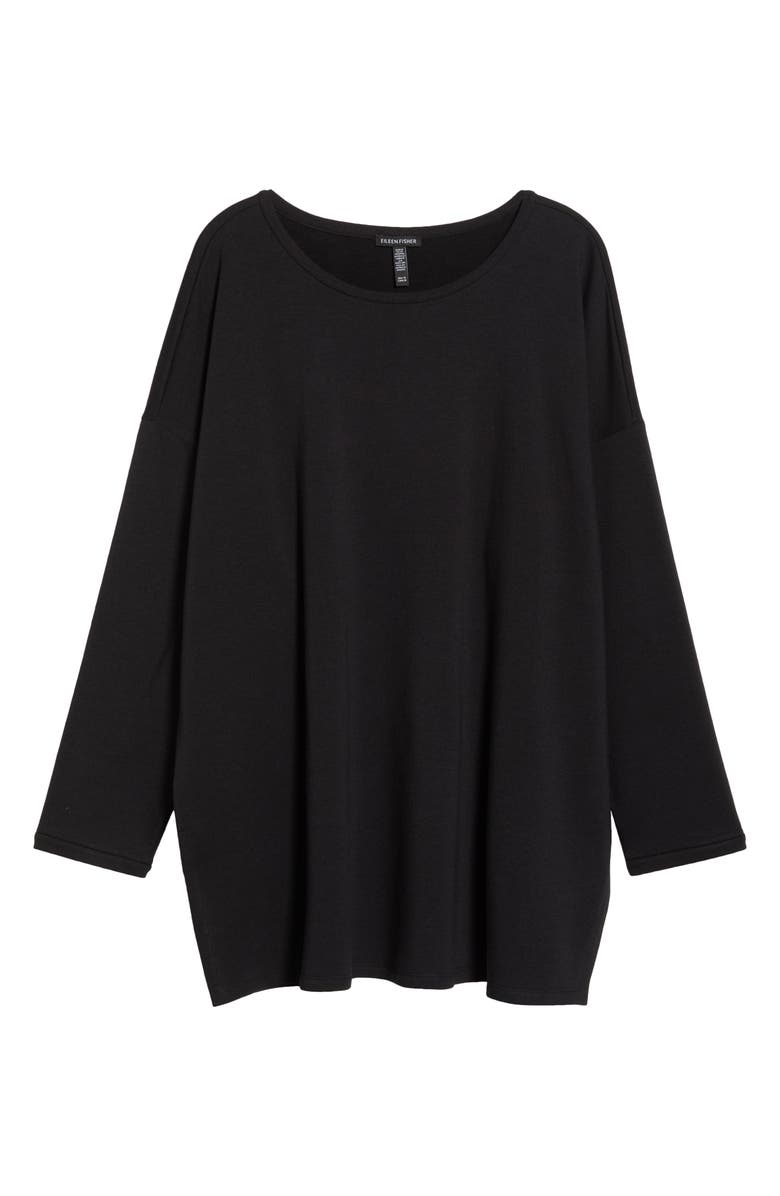 Eileen Fisher Long Sleeve Longline Top, Alternate, color, Black