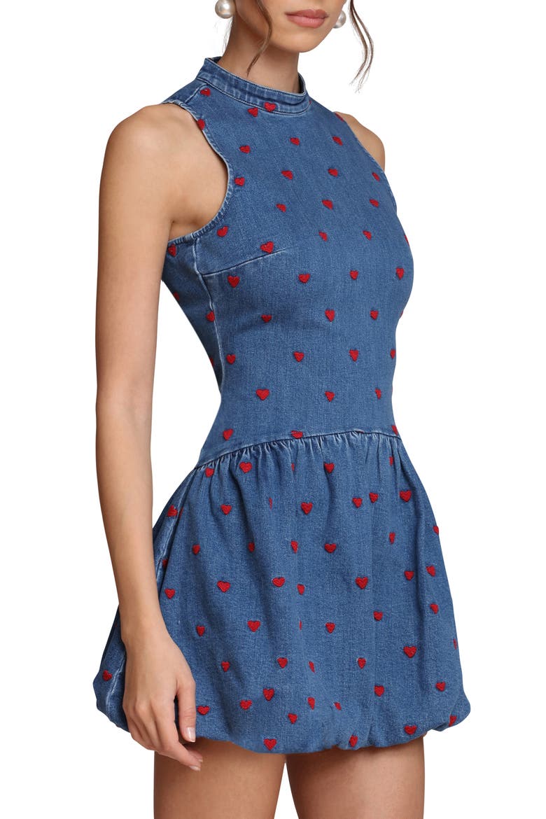 Heart Embroidered Mock Neck Bubble Dress, Alternate, color, MONARCH HEART