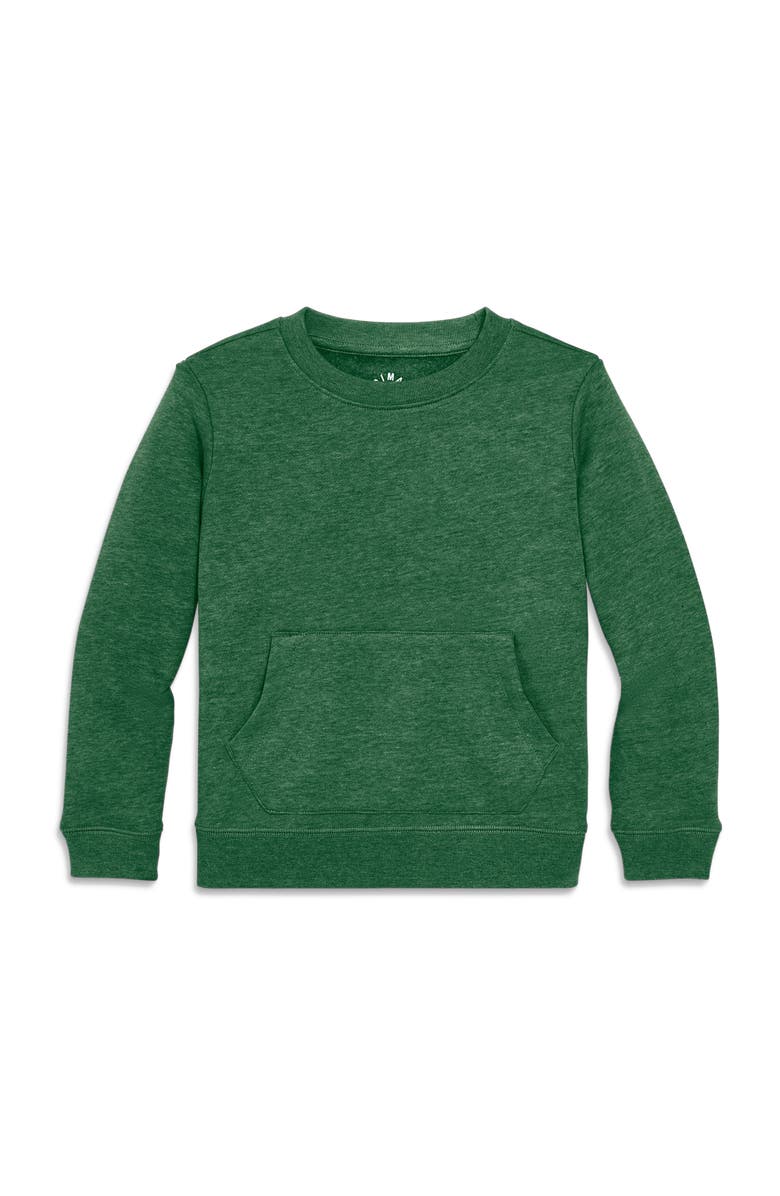 Primary Cozy Fleece Crewneck Sweatshirt, Main, color, Heather Evergreen