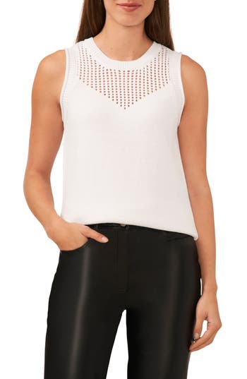 Halogen Sleeveless Peplum Sweater In White