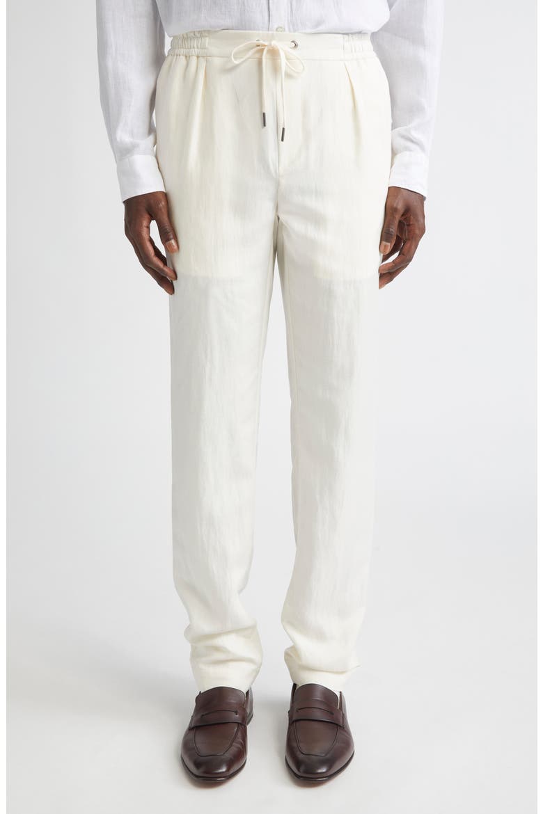 Dorset Drawstring Silk & Linen Pants, Main, color, CLASSIC CREAM