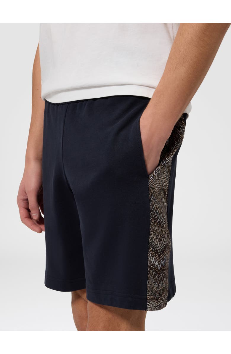Missoni Cotton Fleece Shorts With Zigzag Insert, Alternate, color, Beige& White