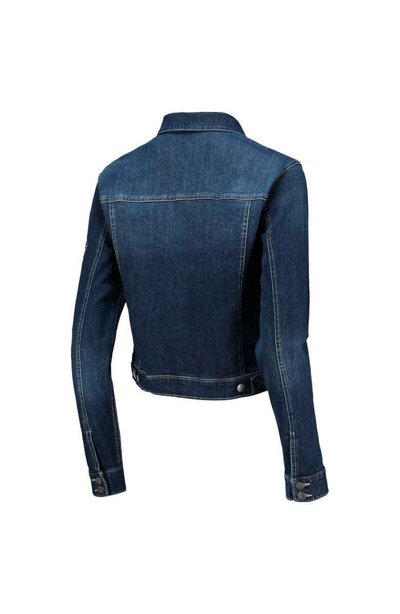 LUSSO Women's Lusso Blue NBA 75th Anniversary Georgie Swarovski Crystals Denim Button-Up Jacket, Alternate, color, Blue