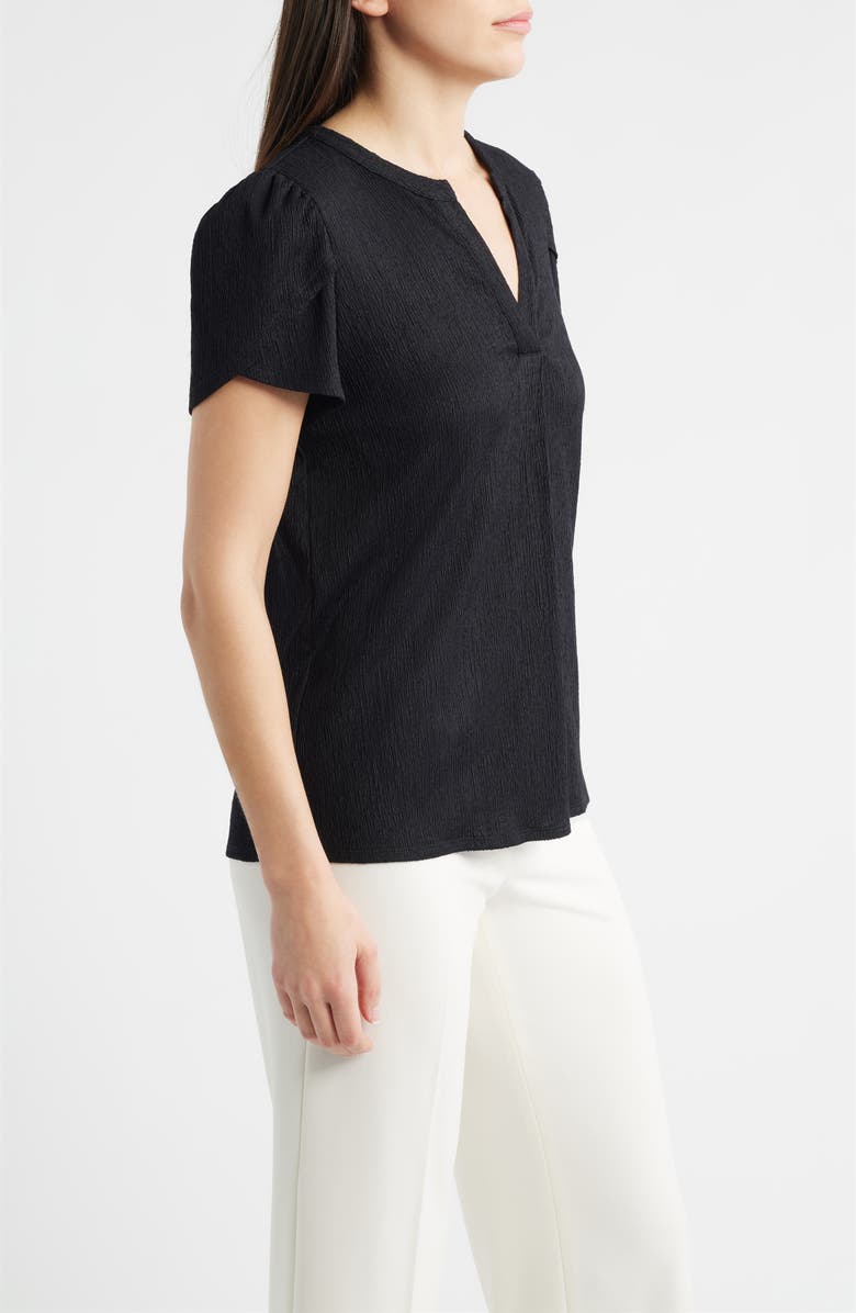 AK ANNE KLEIN Tulip Sleeve Ridge Knit Top, Alternate, color, Anne Black