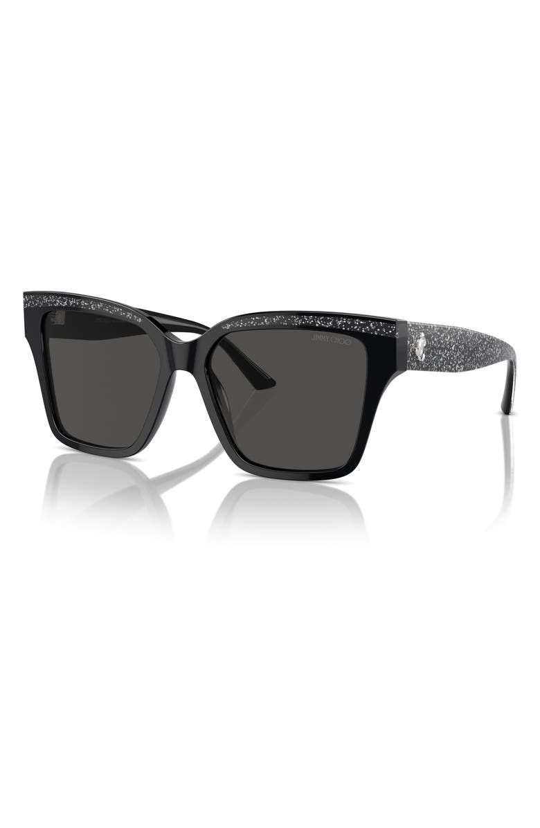 Jimmy Choo 55mm Pillow Sunglasses, Alternate, color, Black / Glitter / Dark Grey