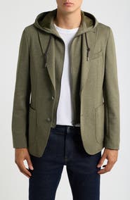 BOSS Jersey Sport Coat with Removable Hood