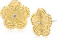 CZ by Kenneth Jay Lane Cubic Zirconia Textured Clover Stud Earrings