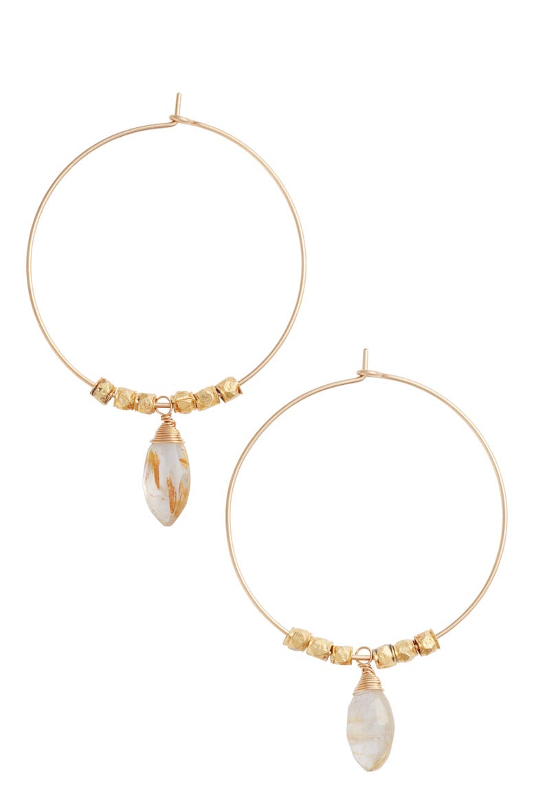 Spearhead Soul Hoop Earrings, Main, color, GOLD/ GOLDEN RUTILATED