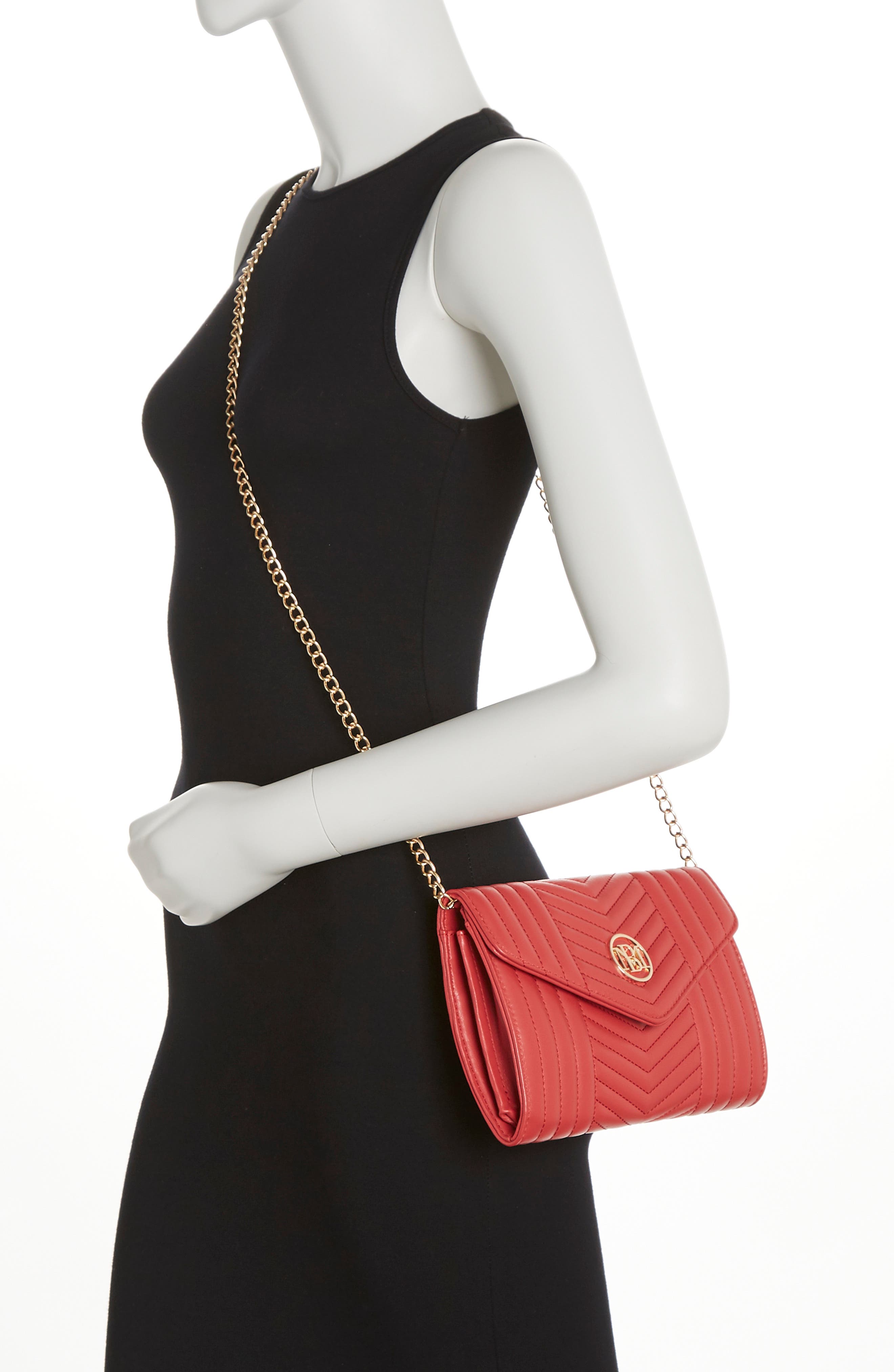 Chevron Quilted Crossbody Bag, Alternate, color, RED