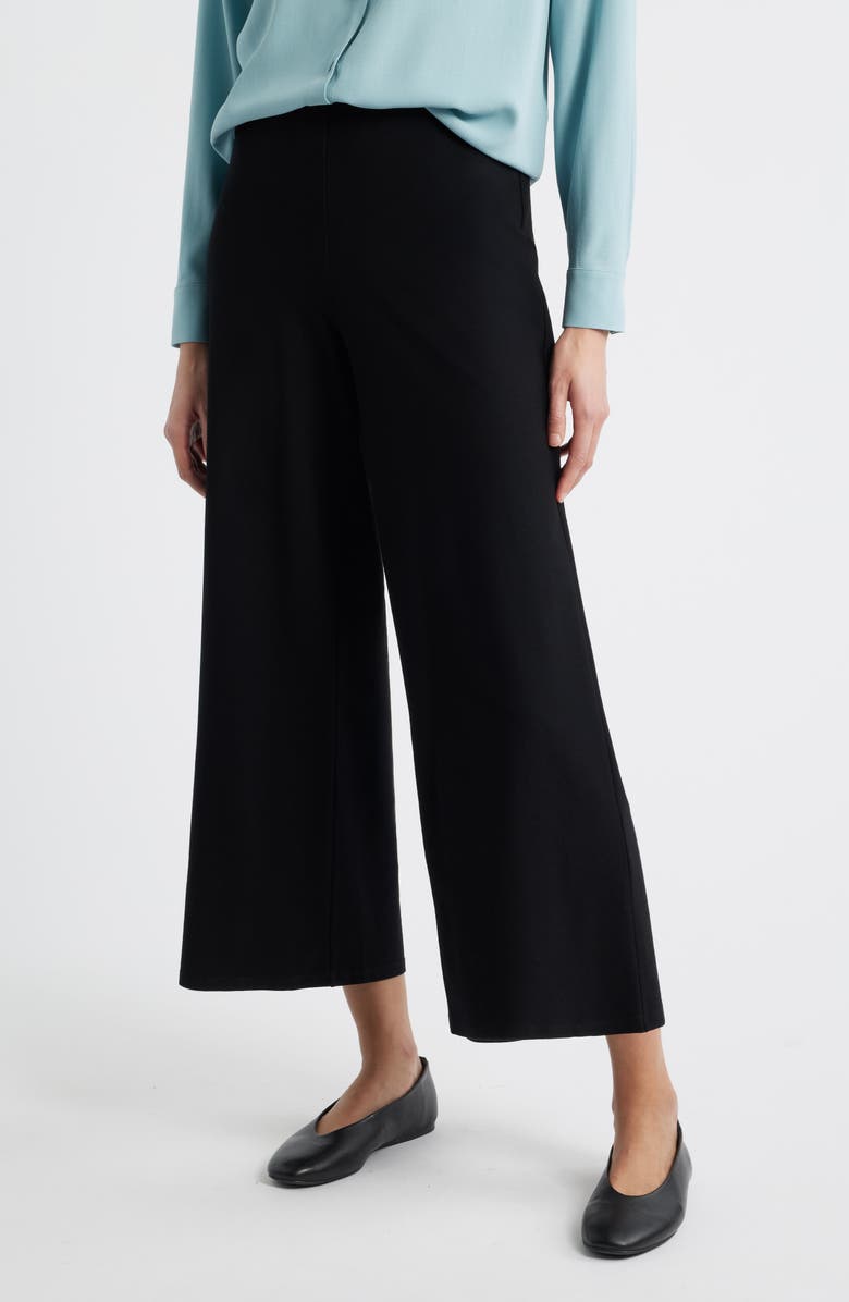 Eileen Fisher Ankle Wide Leg Pants, Main, color, Black