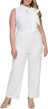 Vince Camuto Bow Neck Sleeveless Stretch Crepe Jumpsuit