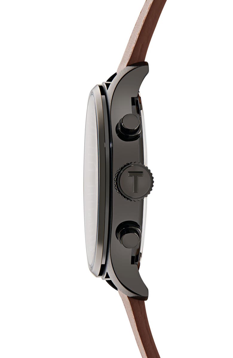 Ted Baker Fulmaar Chronograph Leather Strap Watch, 44mm, Alternate, color, Brown/ Black