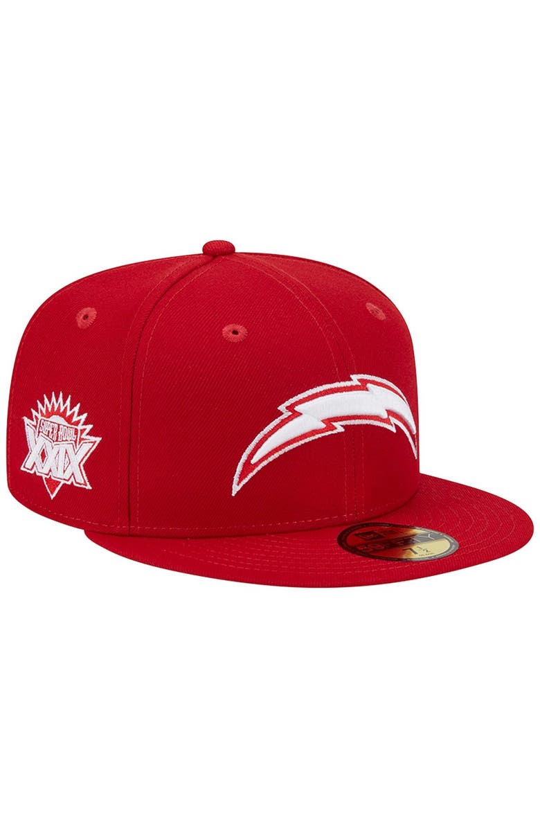New Era Men's New Era Scarlet Los Angeles Chargers Super Bowl XXIX Main Patch 59FIFTY Fitted Hat, Main, color, 