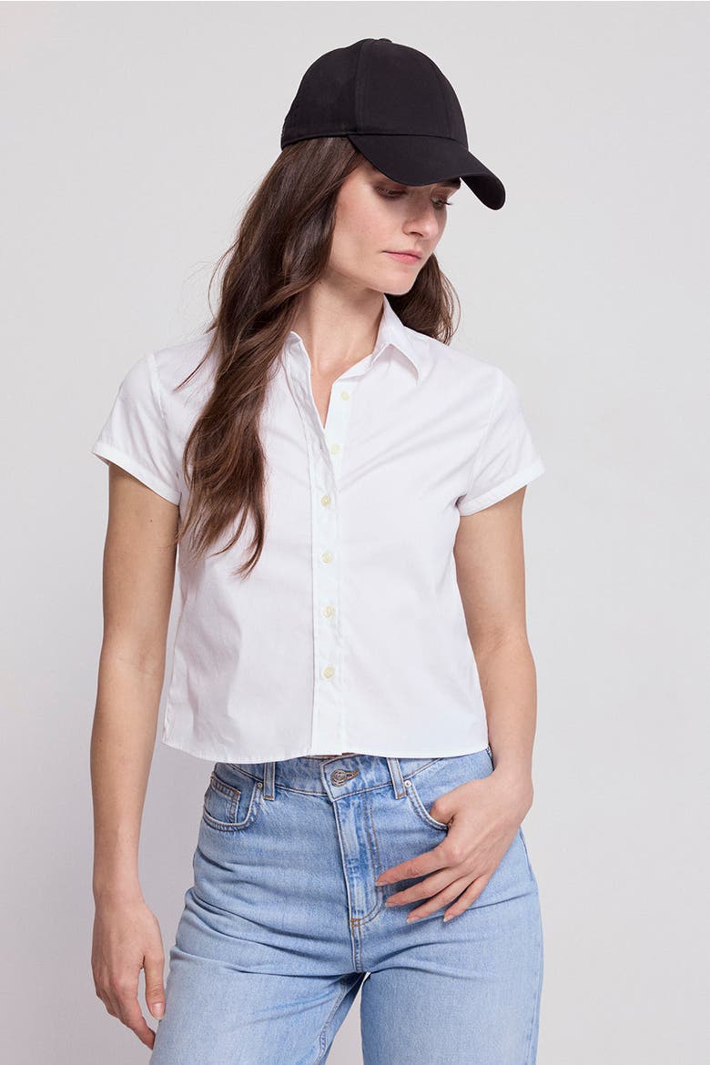The Boxy Short Sleeve Cropped Shirt, Alternate, color, White