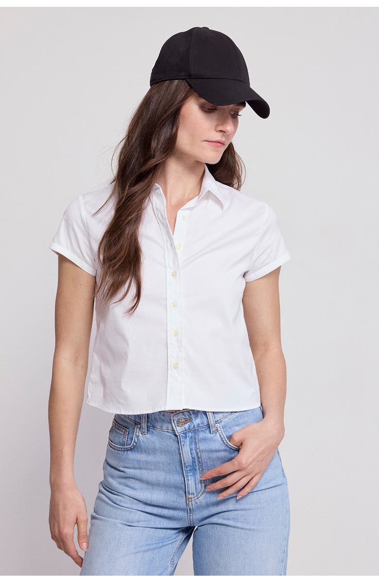 The Shirt by Rochelle Behrens The Boxy Cropped Short Sleeve Shirt, Alternate, color, White