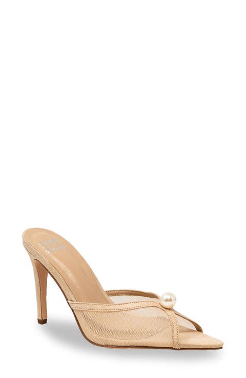 Halston Faux Pearl Mesh Sandal