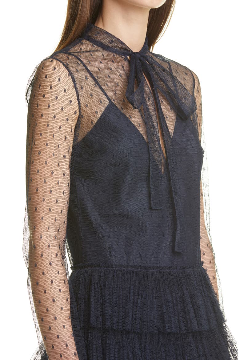 Lace A-Line Jersey Shift Minidress, Alternate, color, 0NO NERO