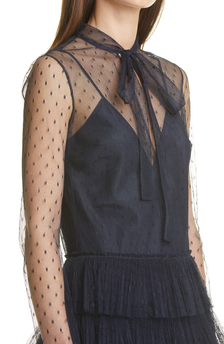 RED Valentino Lace A-Line Jersey Shift Minidress, Alternate, color,