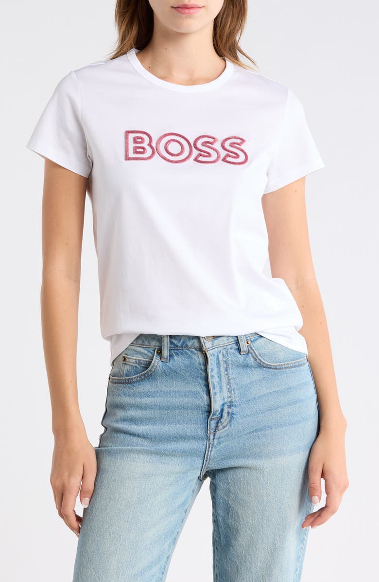 BOSS Eventsa Logo Slim T-Shirt, Main, color, Wht