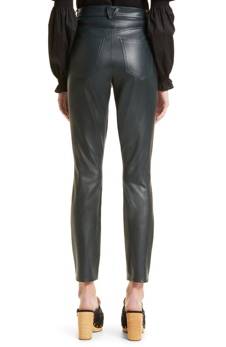 Veronica Beard Maera High Waist Faux Leather Skinny Pants, Alternate, color, Emerald