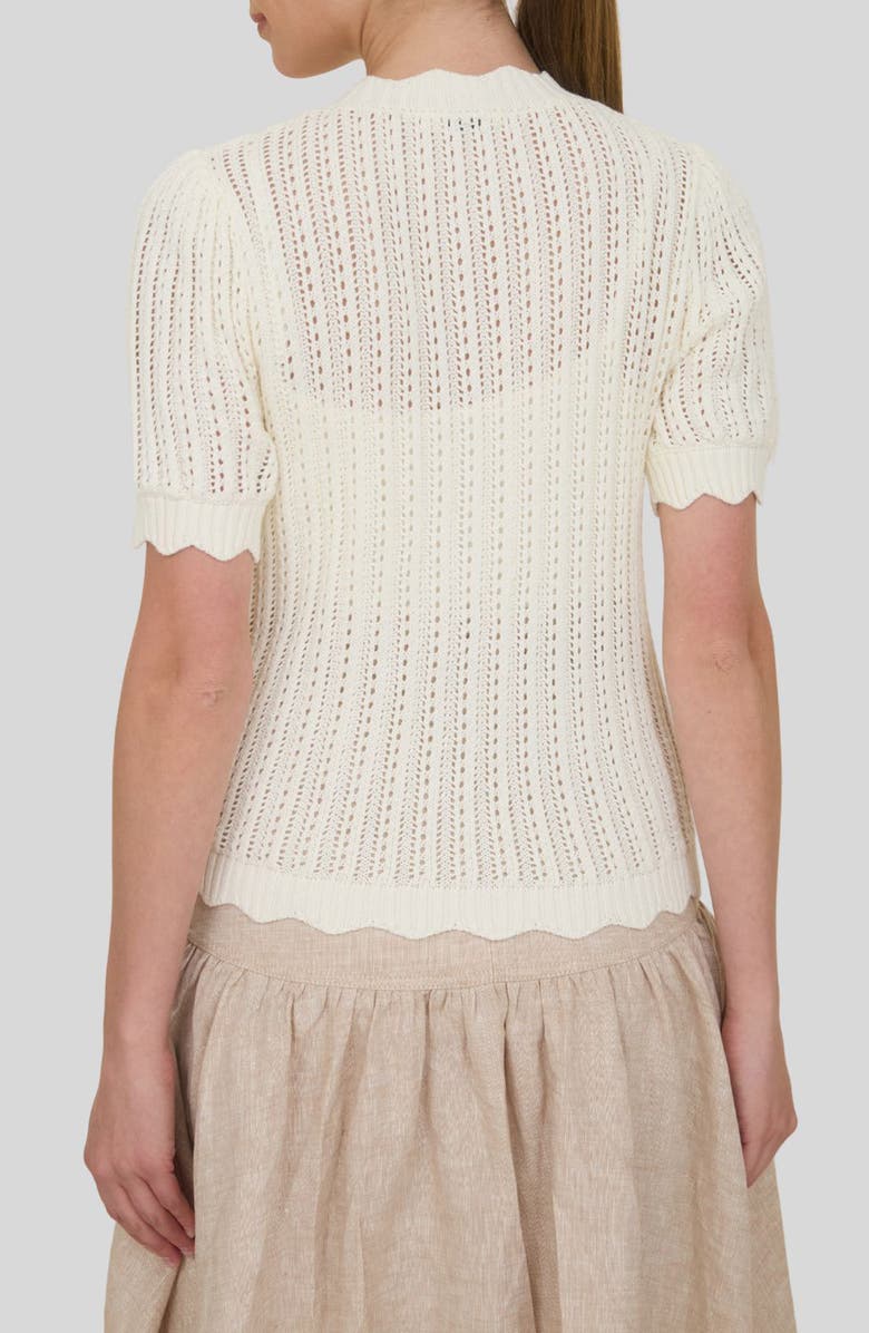 ZOE AND CLAIRE Short Sleeve Semisheer Pointelle Sweater, Alternate, color, Cream