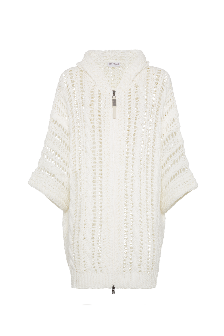Cable & Mesh cardigan, Main, color, Panama