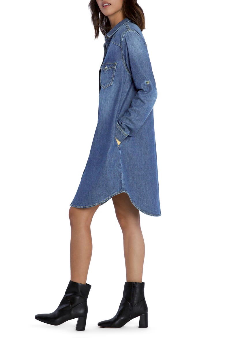 Amanda Long Sleeve Denim Shirtdress, Alternate, color, TAYLOR BLUE