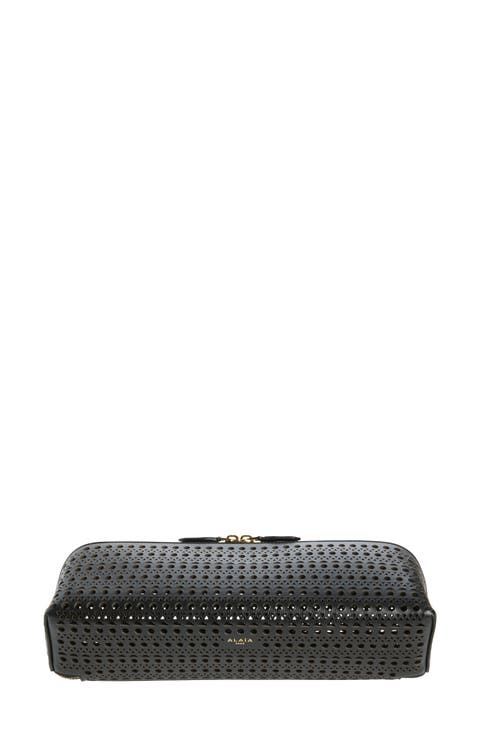 Delta Perforated Leather Clutch