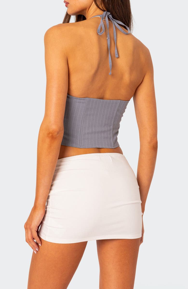 EDIKTED Pinstripe Lace-Up Halter Corset, Alternate, color, 