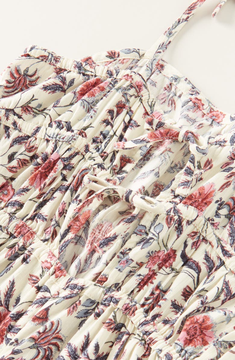 Treasure & Bond Kids' Bow Strap Jumpsuit, Alternate, color, Ivory Dove- Pink Fleurette