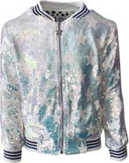 Lola + The Boys Iridescent Star Sequin Bomber