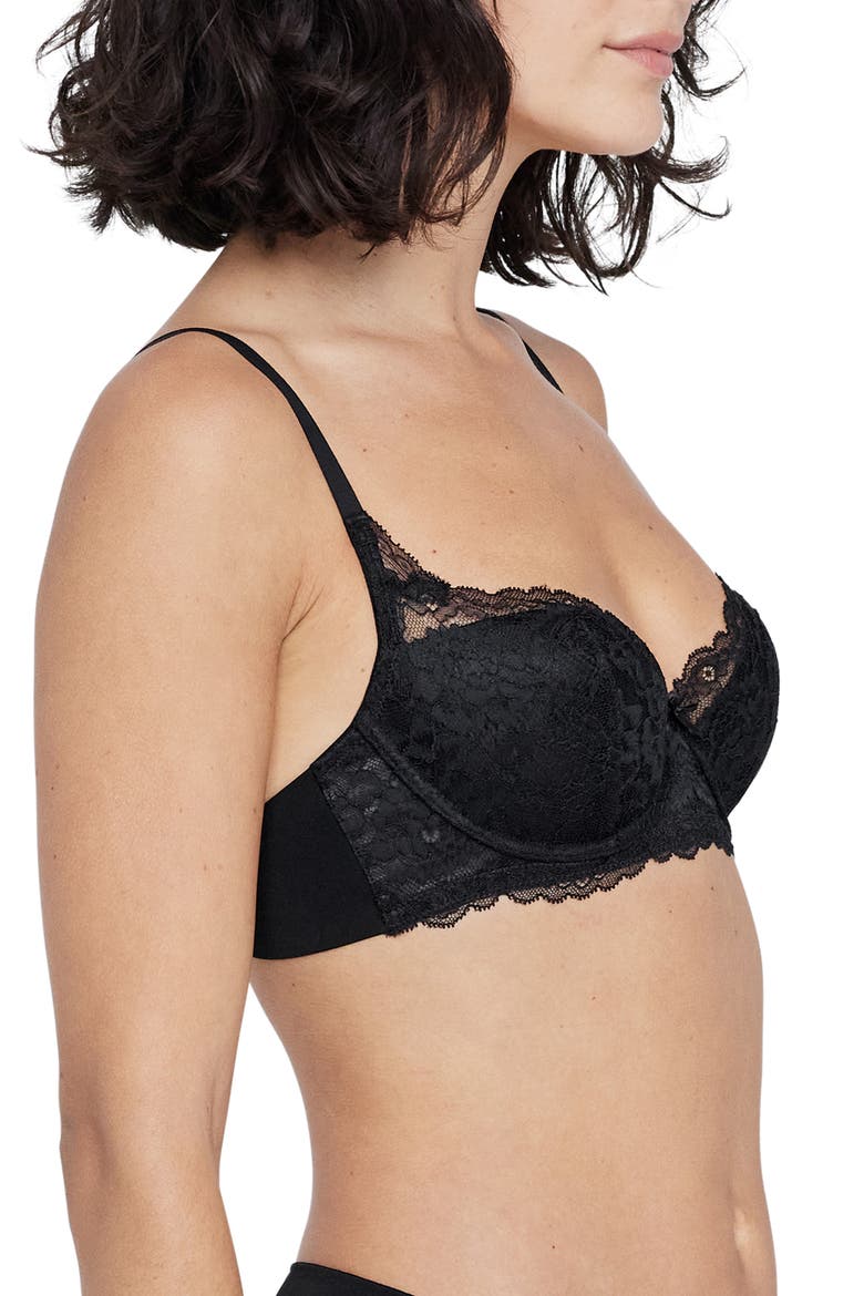 Minx Underwire Balconette T-Shirt Bra, Alternate, color, BLACK